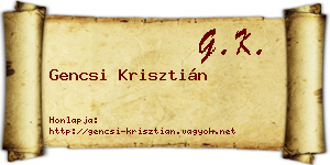 Gencsi Krisztián névjegykártya